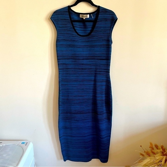 DVF Blue Spacedyed Body Con Midi Dress - Picture 1 of 8